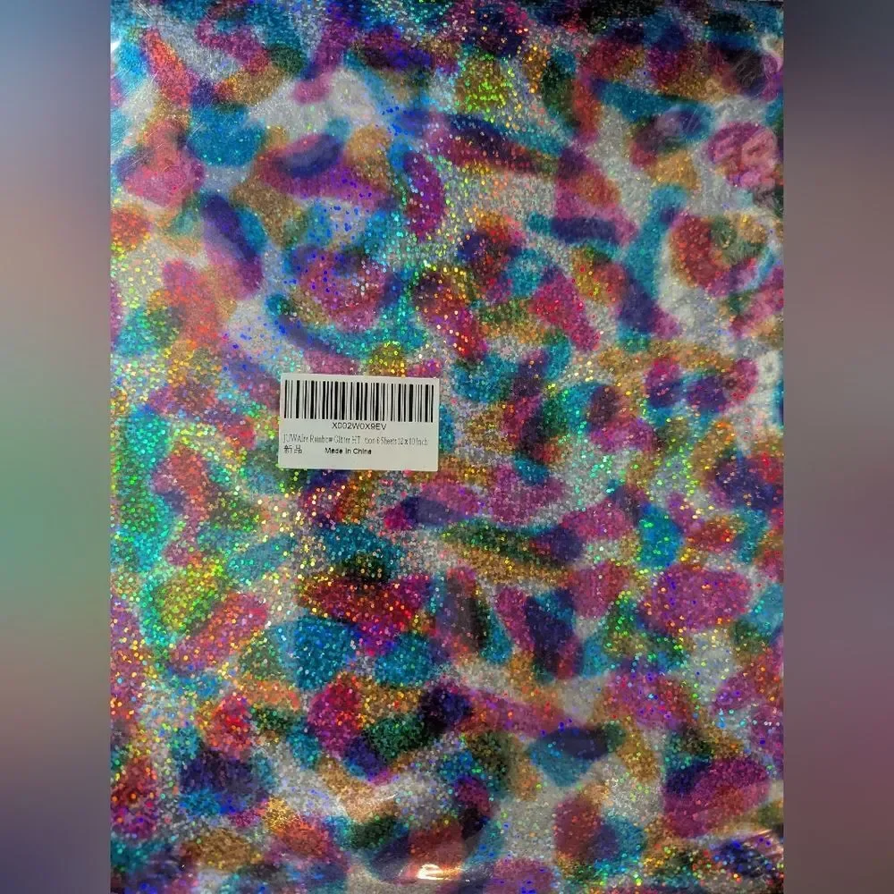💎2/25 Holographic Rainbow Glitter Heat Transfer Vinyl 12x10 In - 6 Sheets Total